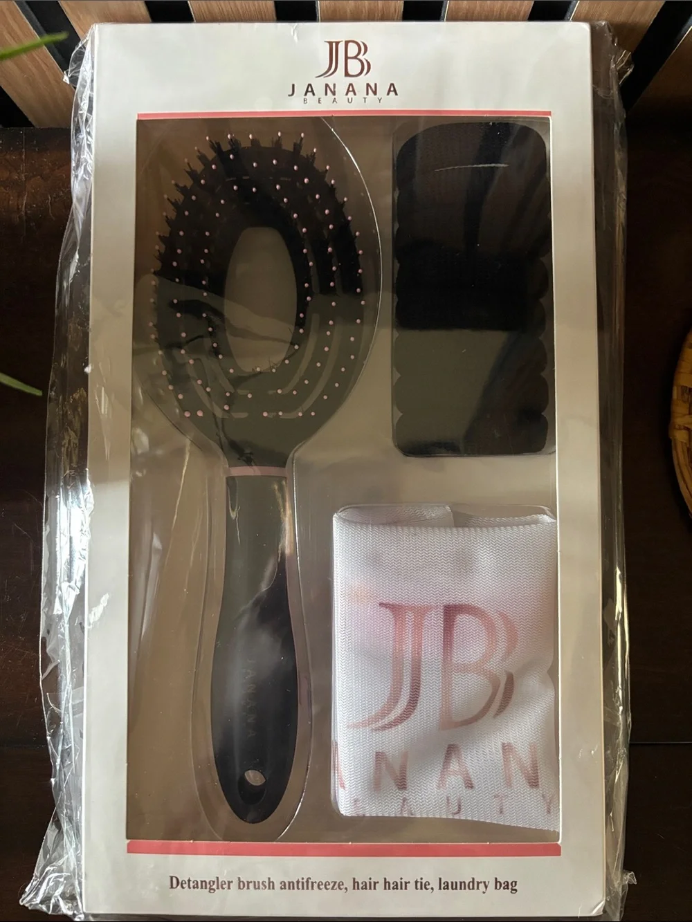 NaNa Black & Pink Detangler Brush and Hair Accessory Set